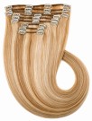 Clip on extensions 55 cm - Europeisk hår - Highlights #18/#613 thumbnail