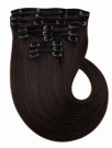 Clip on extensions 55 cm - Europeisk hår - Sort/brun #1b thumbnail