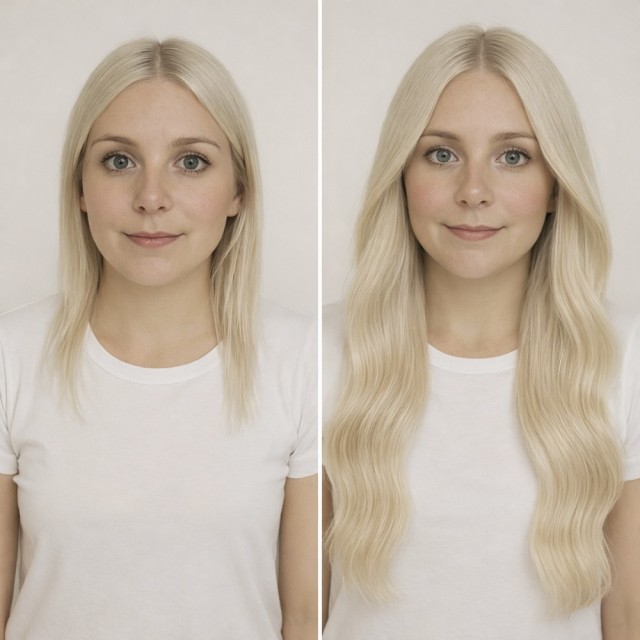 Før/etter - Farge Platinablond #60