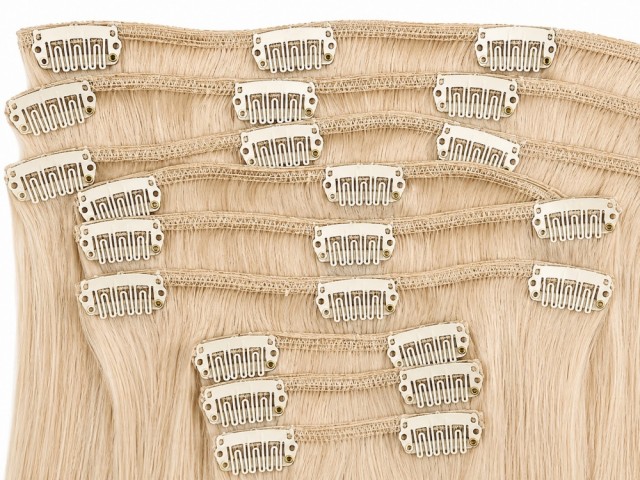 Clip on extensions 65 cm - Europeisk hår - Platinablond #60