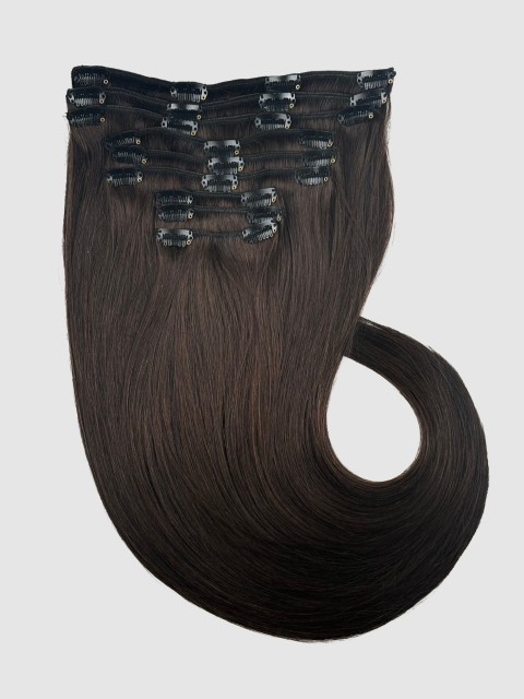 Clip on extensions 40 cm - Europeisk hår - Mørkebrun #2