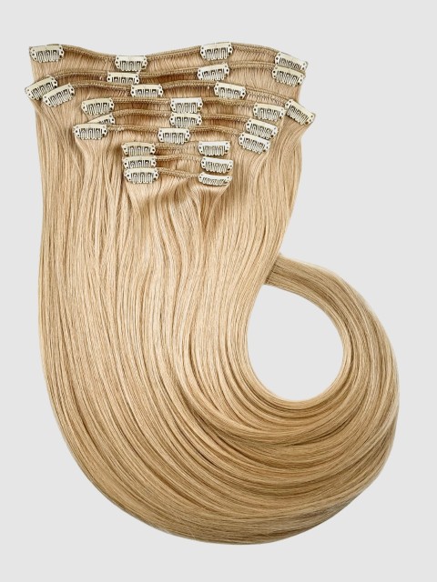Clip on extensions 55 cm - Europeisk hår - Gyllen blond #22