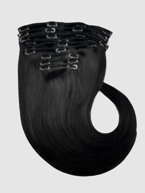 Clip on extensions 55 cm - Europeisk hår - Sort #1
