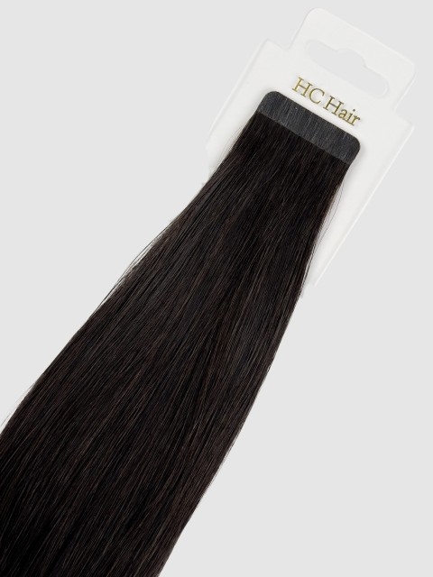 Tape extensions 45 cm - Europeisk hår - Sort/brun #1b