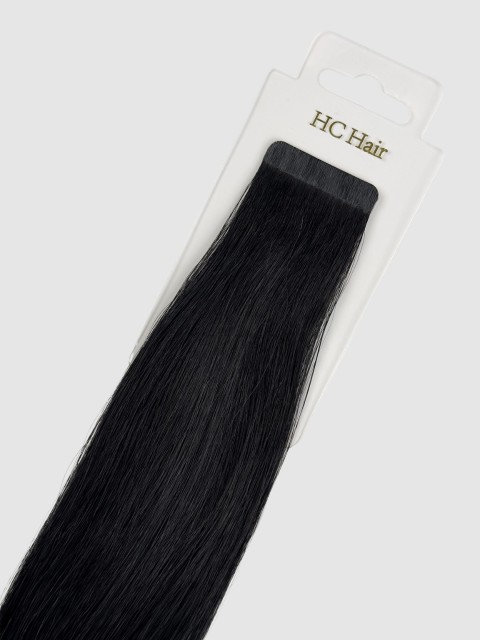 Tape extensions 35 cm - Europeisk hår - Sort #1