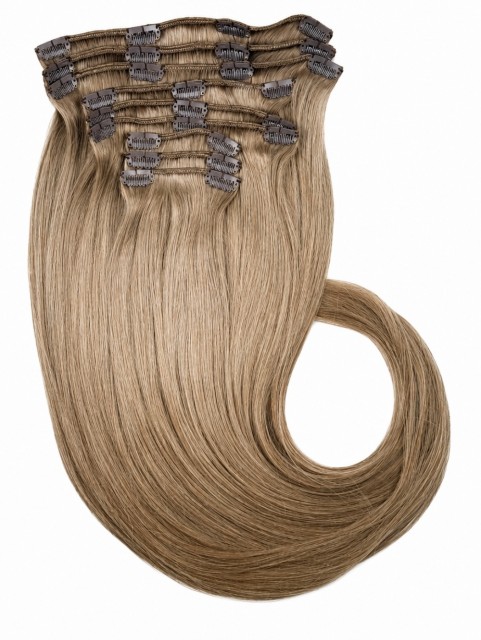 Clip on extensions 55 cm - Europeisk hår - Askebrun #7