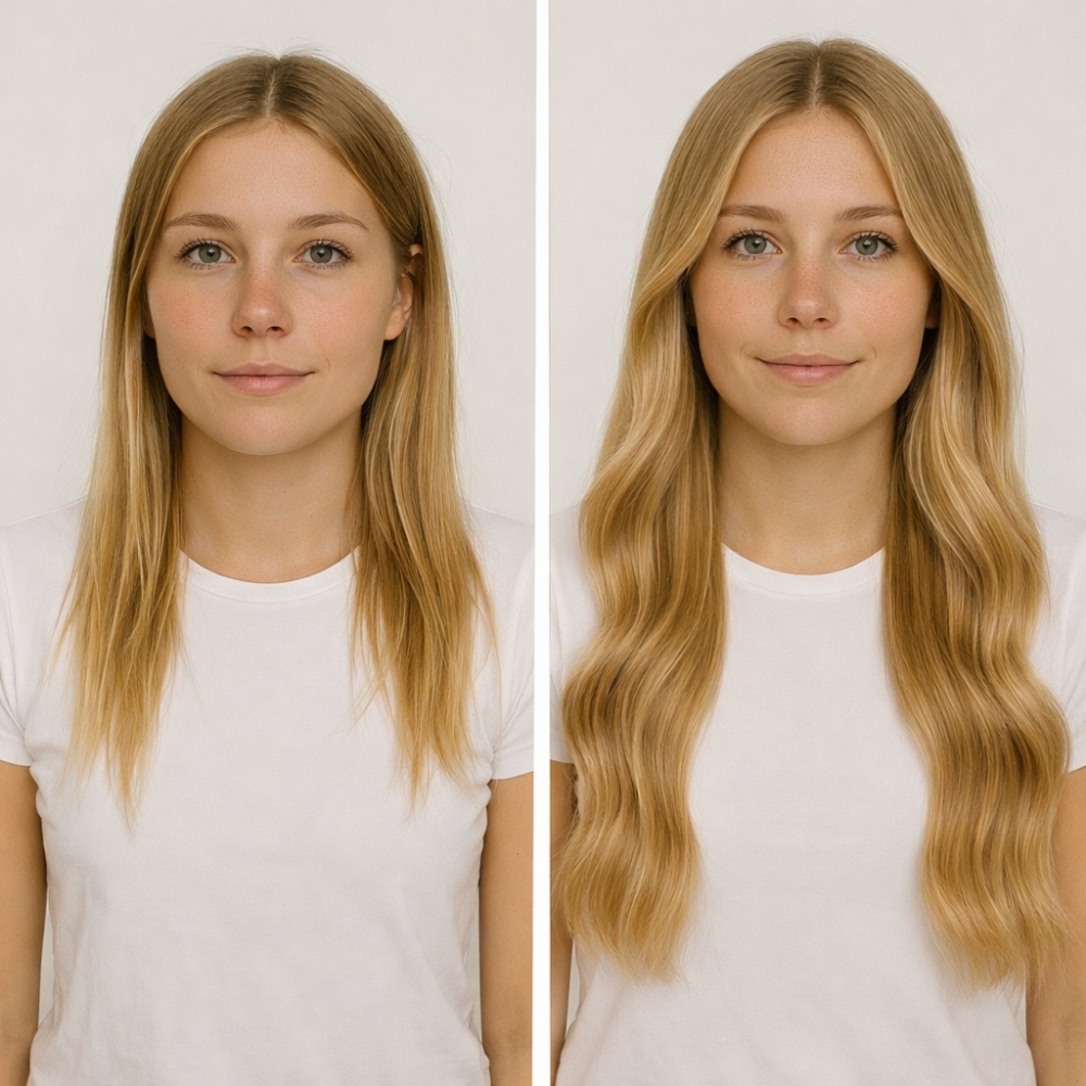 Før/etter - Farge Naturlig Blond #16