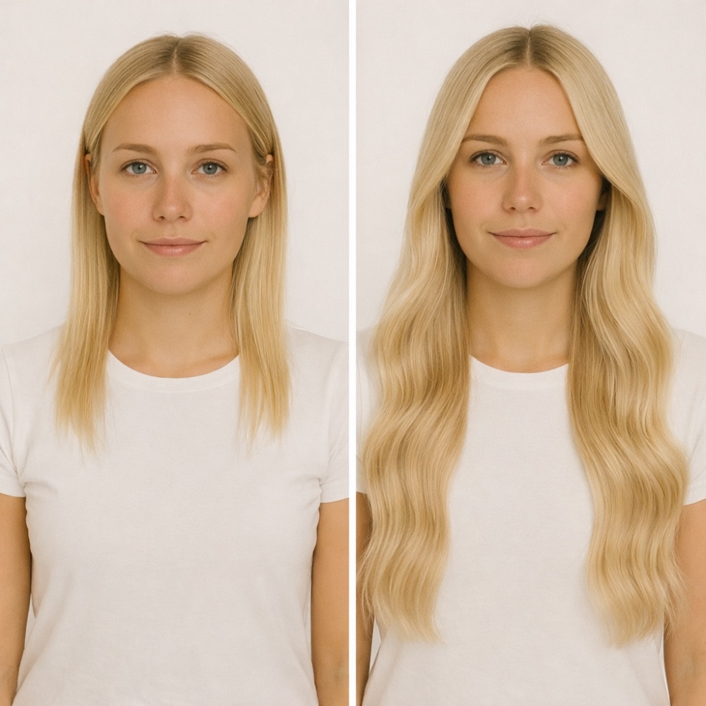 Før/etter - Farge Lys blond #613