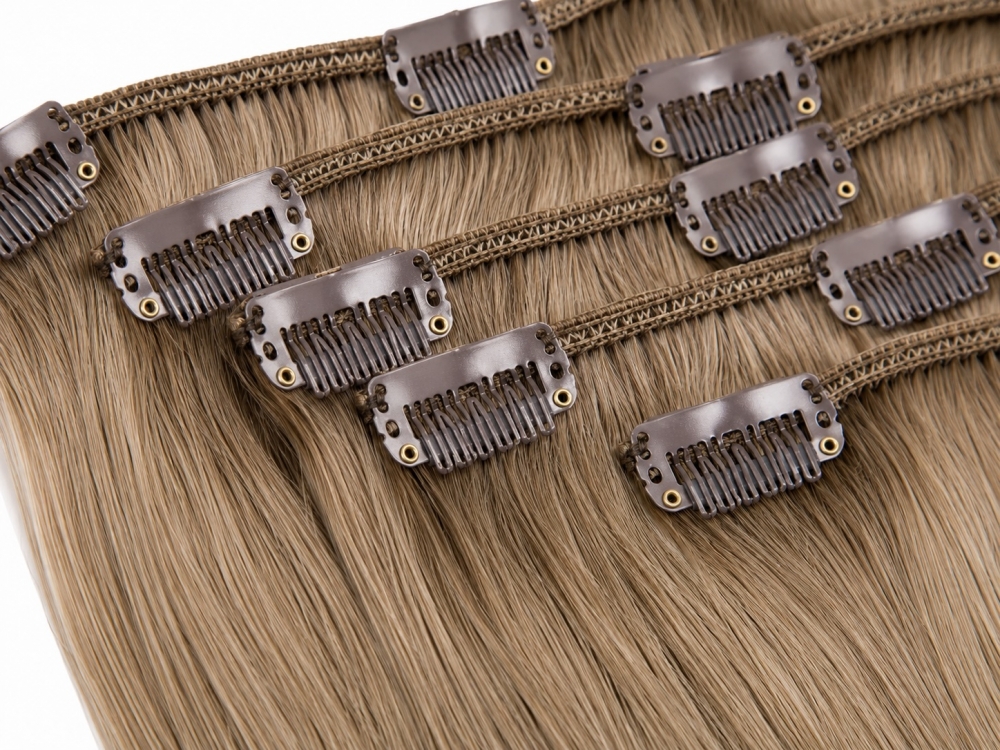 Clip on extensions 65 cm - Europeisk hår - Askebrun #7