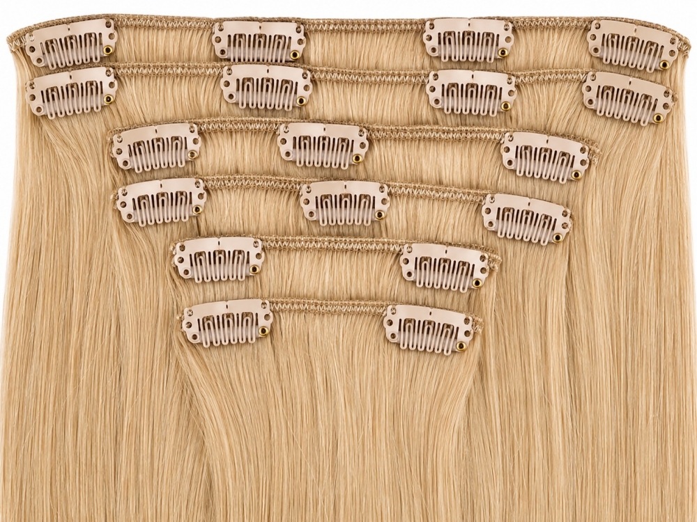 Clip on extensions 65 cm - Europeisk hår - Naturlig blond #16