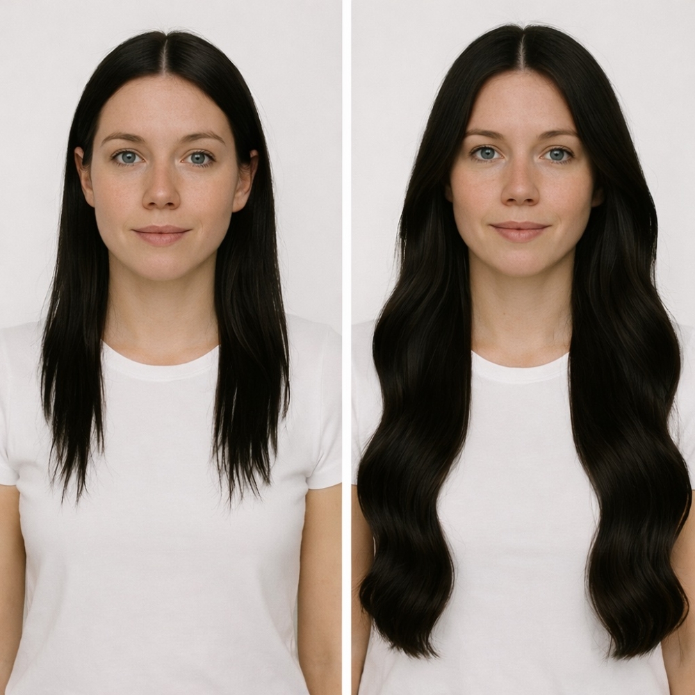Før/etter - Farge Brun/Sort #1B