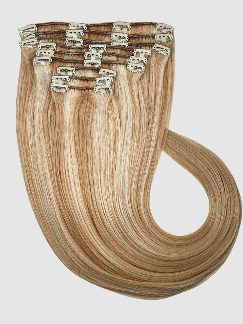 Clip on extensions 40 cm - Europeisk hår - Highlights #18/#613