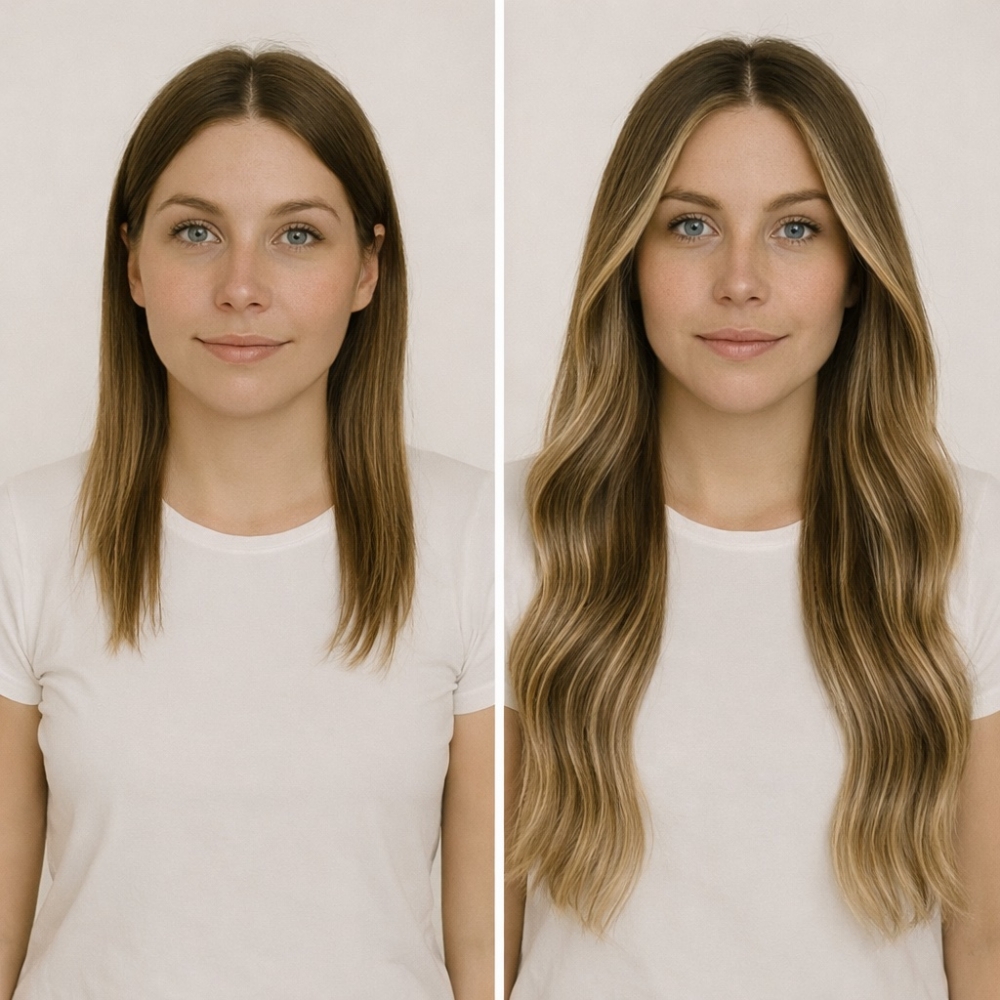 Før/etter - Farge Ombre Highlights #2/#66/#60