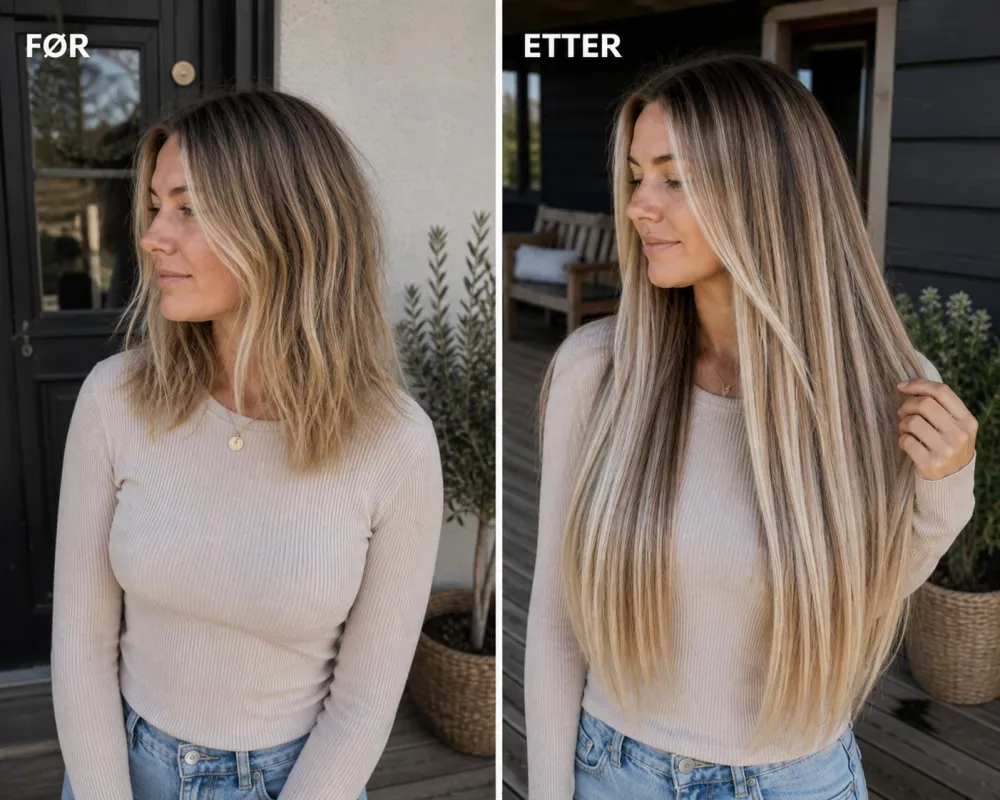 Før og etter - Farge Ombre Highlights 2/66/60
