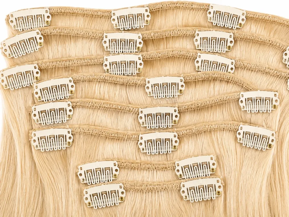 Clip on extensions 65 cm - Europeisk hår - Lys blond #613