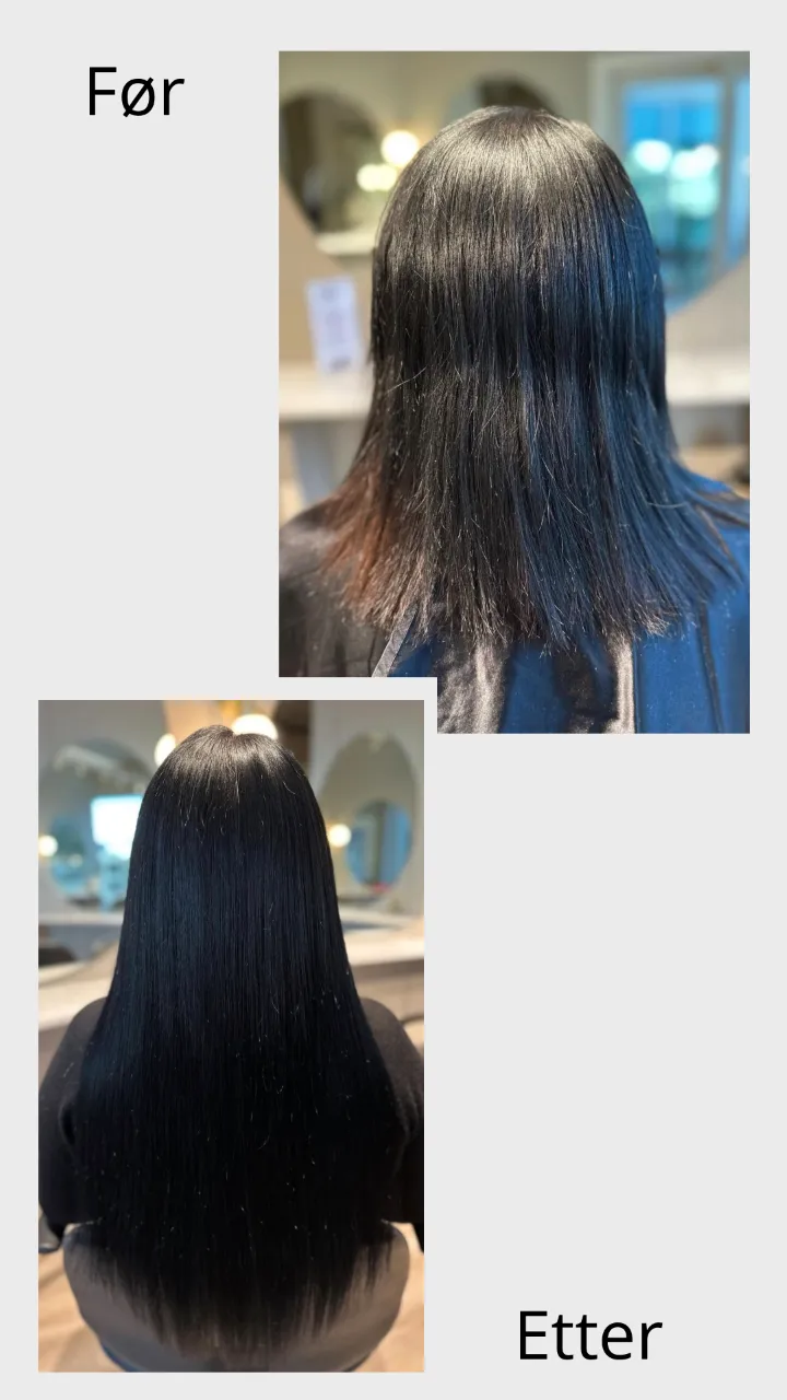 Før og etter: fra skulderkort til langt og fyldig med europeisk tape extensions 55 cm i Sort #1