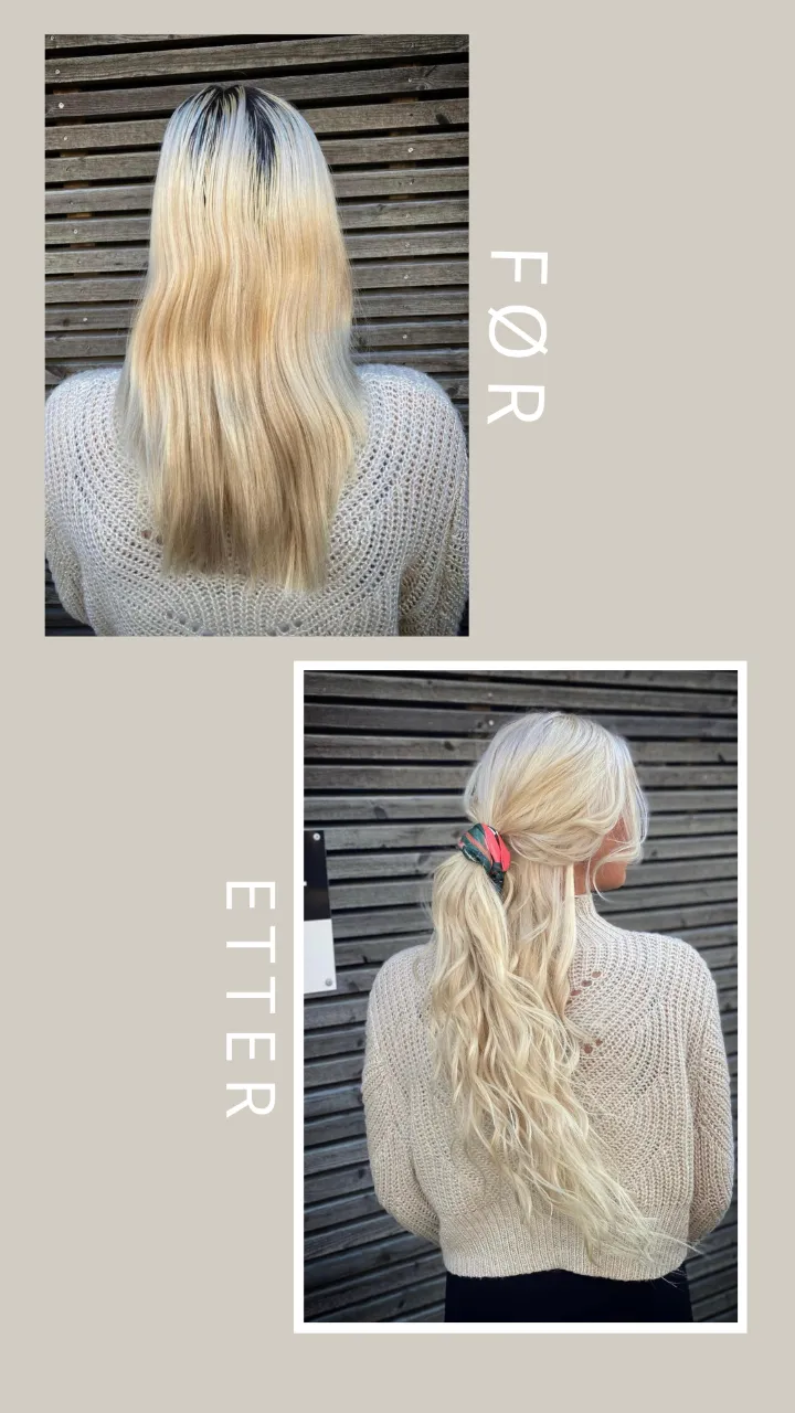 Før og etter: vår lengste lengde, 65 cm med europeisk tape extensions 65 cm i Platinablond #60