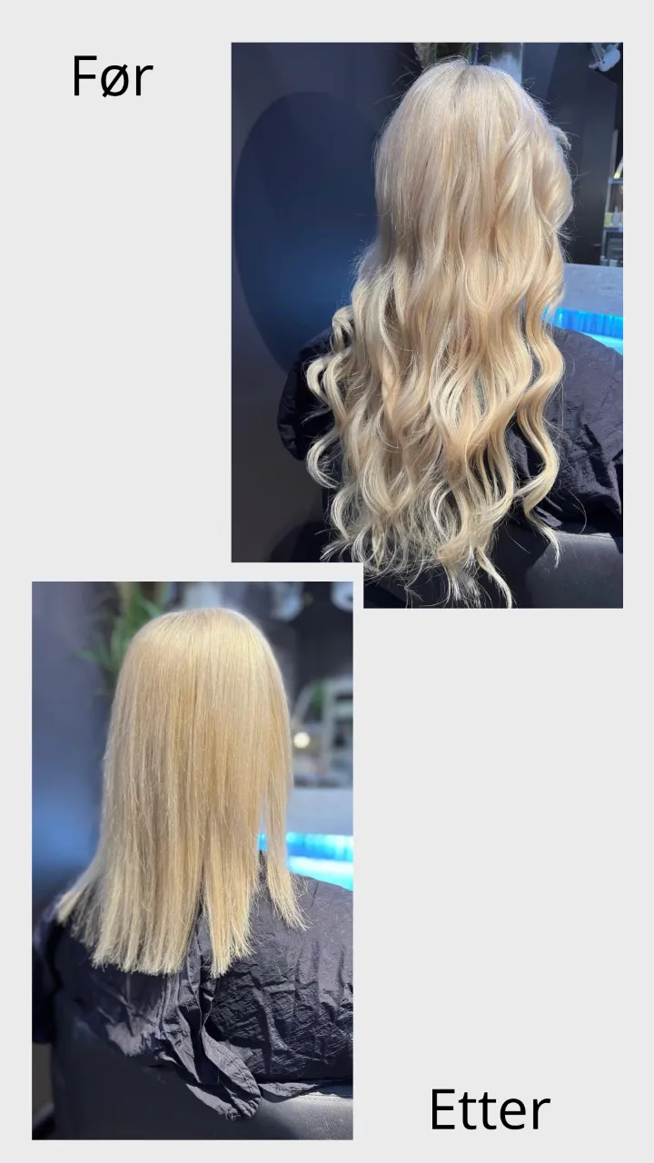 Før og etter: fyldigere og lengre hår med europeisk tape extensions 45 cm i Platinablond #60 og Lys blond #613