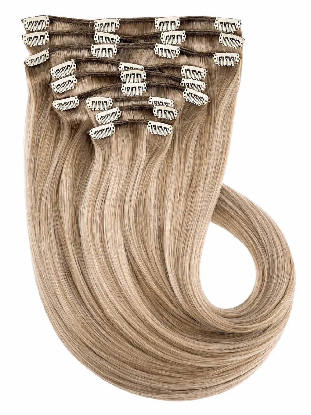 Clip on extensions 55 cm - Europeisk hår - Kald blond #101