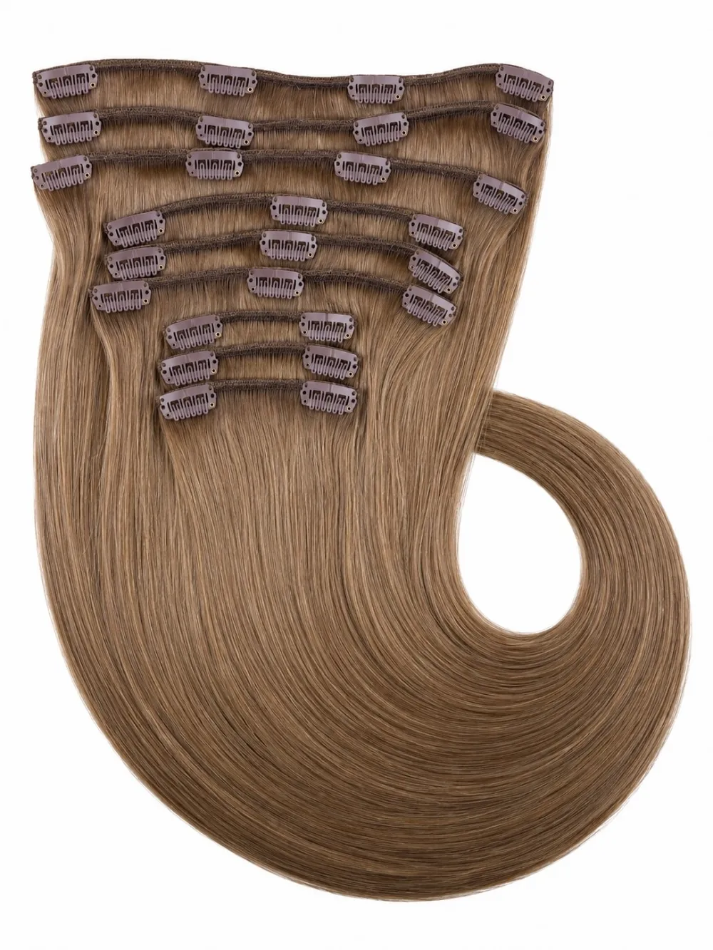 Clip on extensions 65 cm - Europeisk hår - Nøttebrun #6