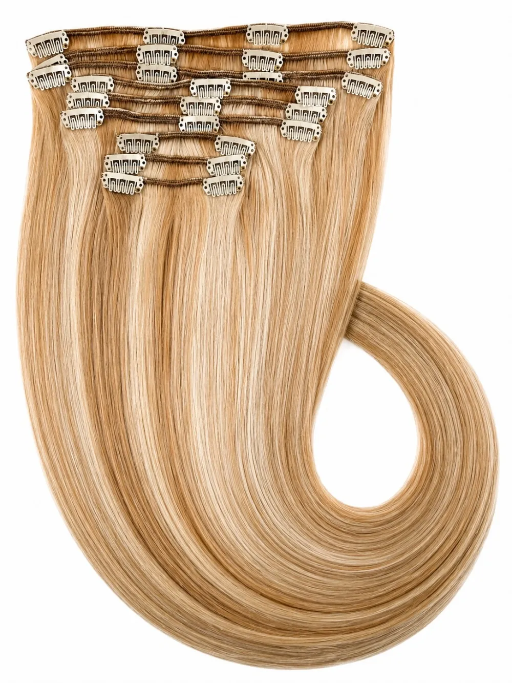Clip on extensions 55 cm - Europeisk hår - Highlights #18/#613