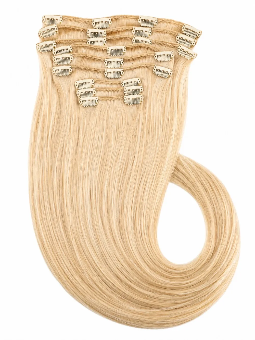 Clip on extensions 55 cm - Europeisk hår - Lys blond #613