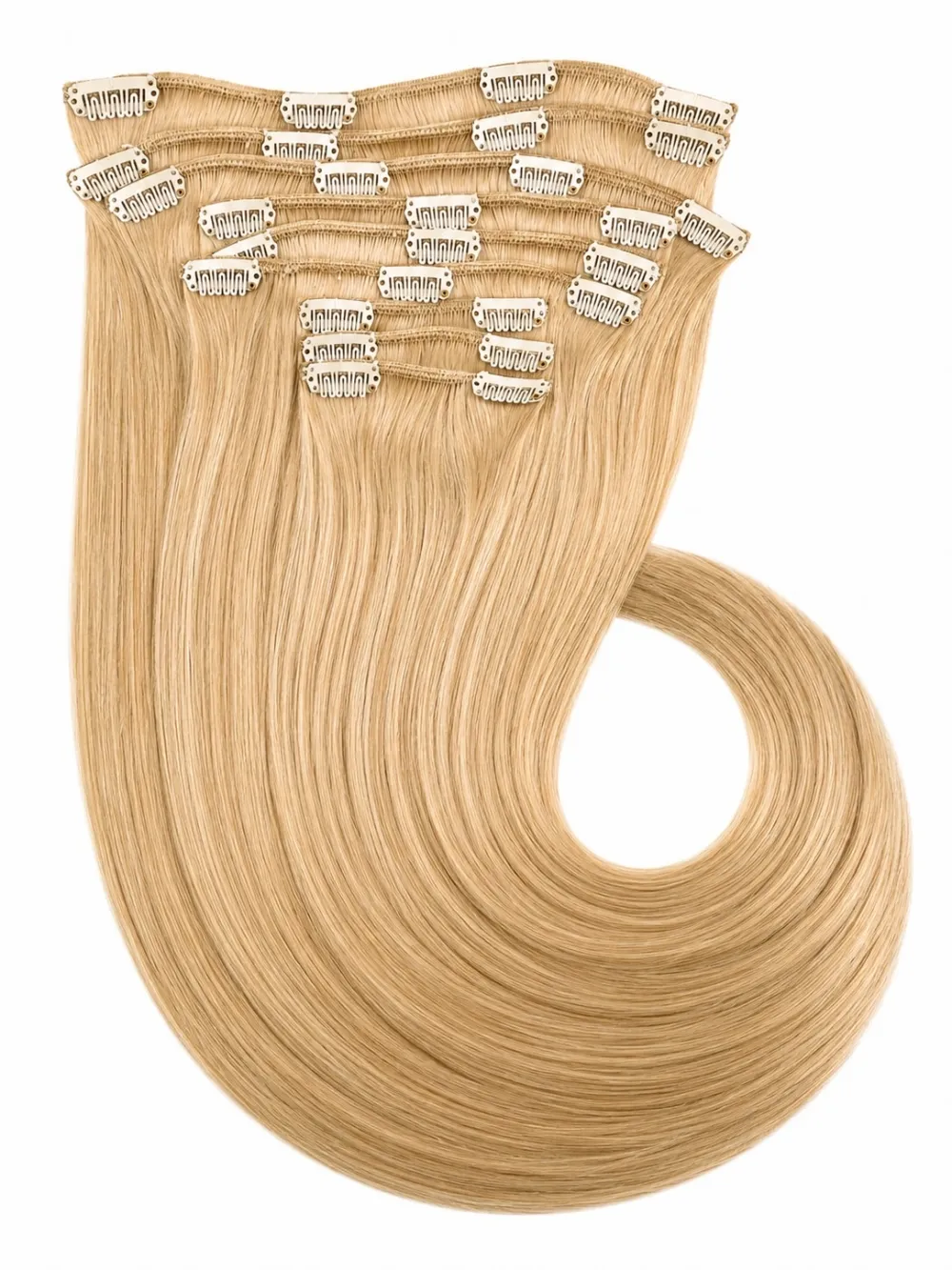 Clip on extensions 55 cm - Europeisk hår - Gyllen blond #22
