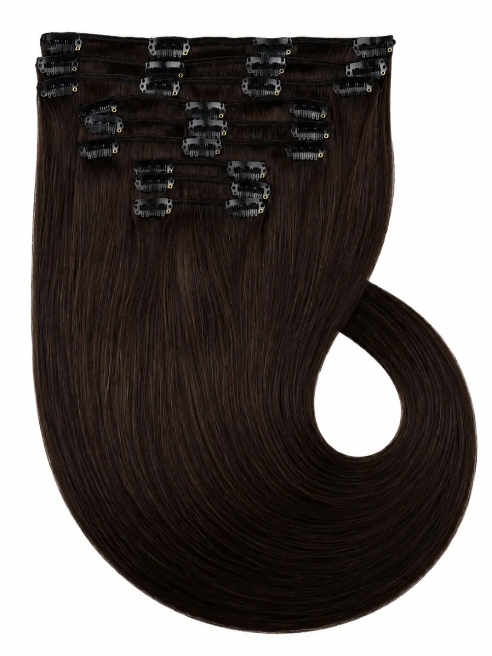 Clip on extensions 65 cm - Europeisk hår - Mørkebrun #2