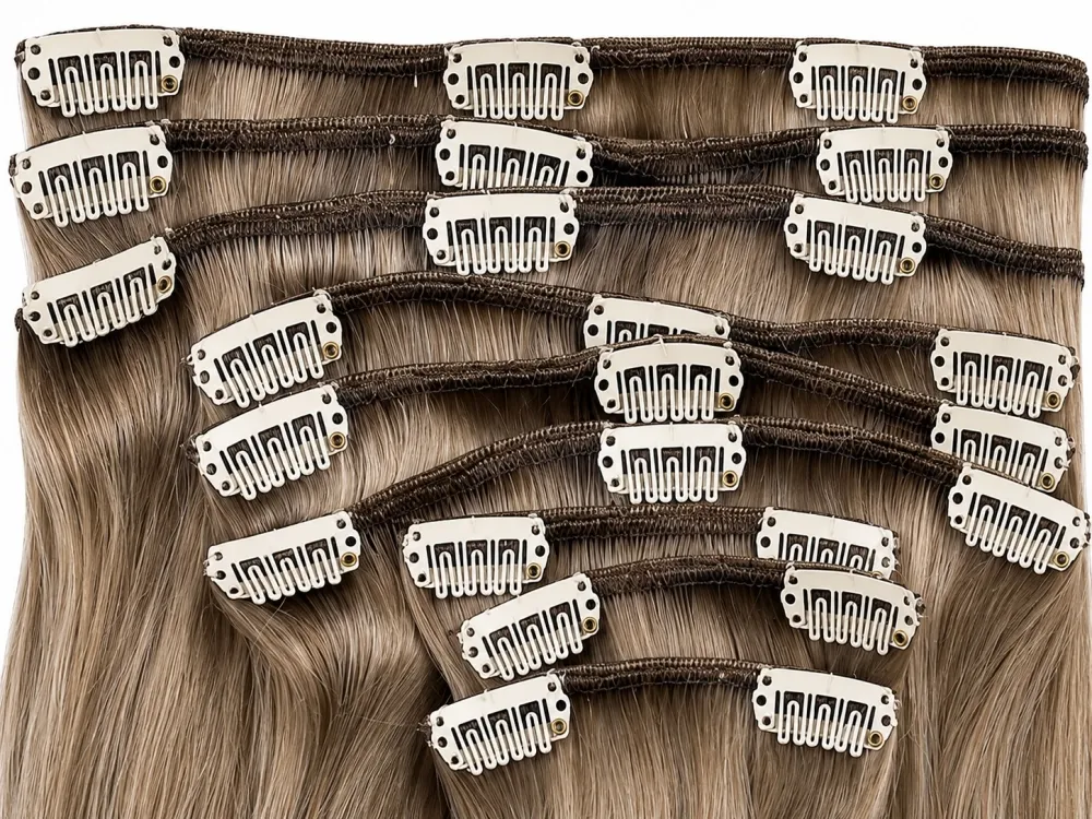 Clip on extensions 55 cm - Europeisk hår - Farge Kald blond #101