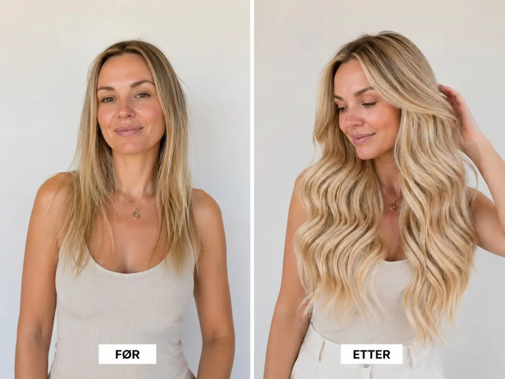 Før og etter - Farge Gyllen blond #22